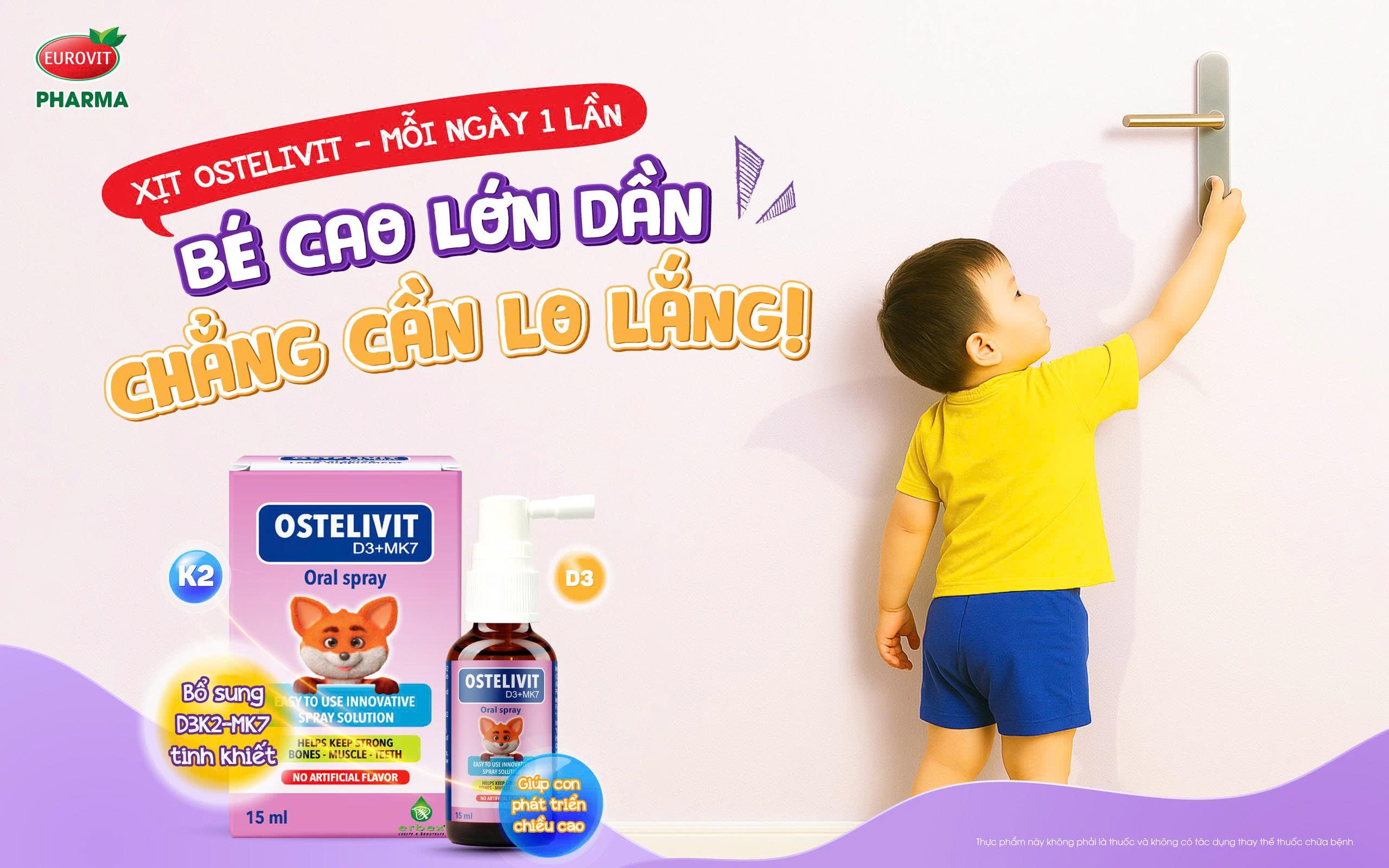 Công dụng xịt d3k2 Ostelivit