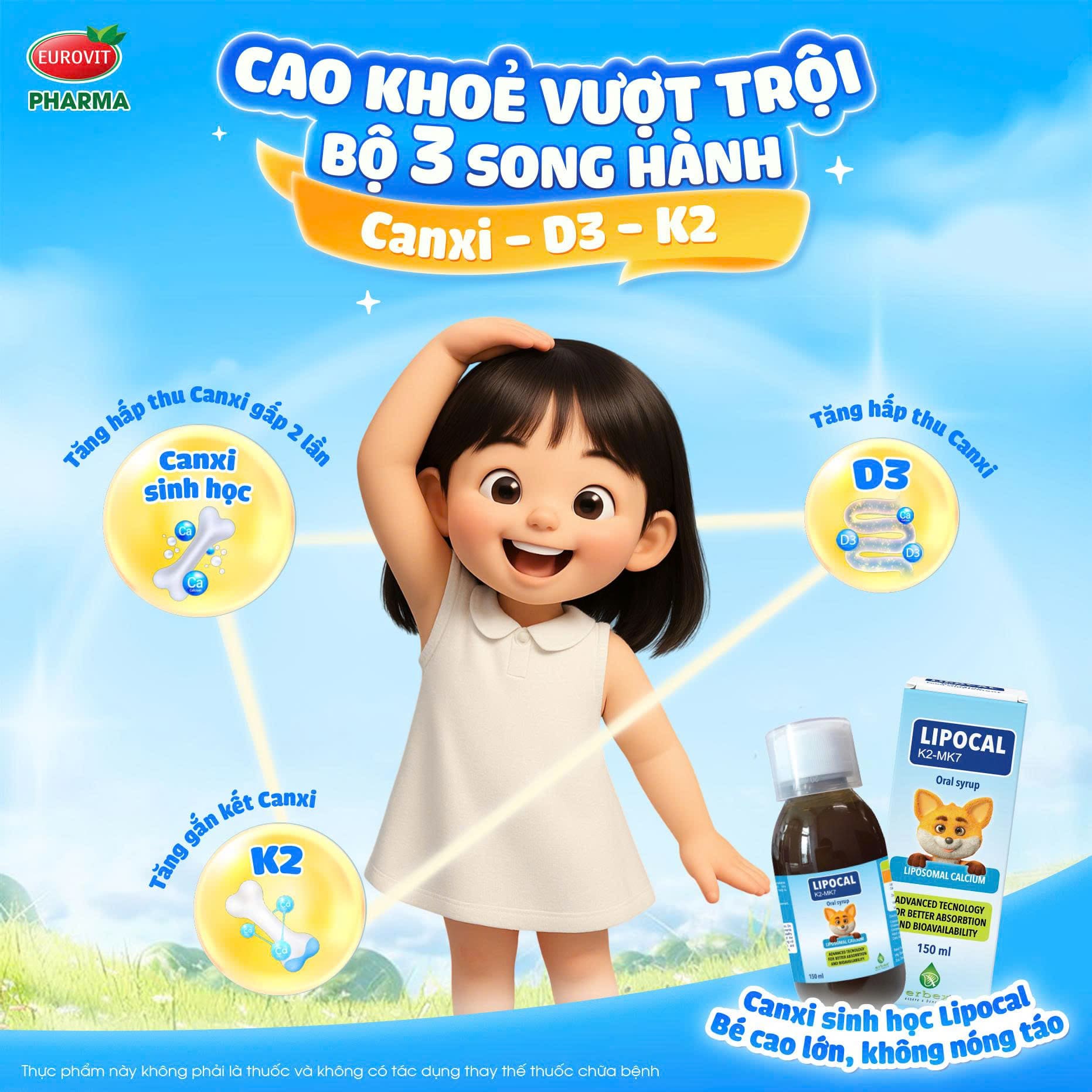 canxi sinh học kết hợp vitamin d3k2 cho bé