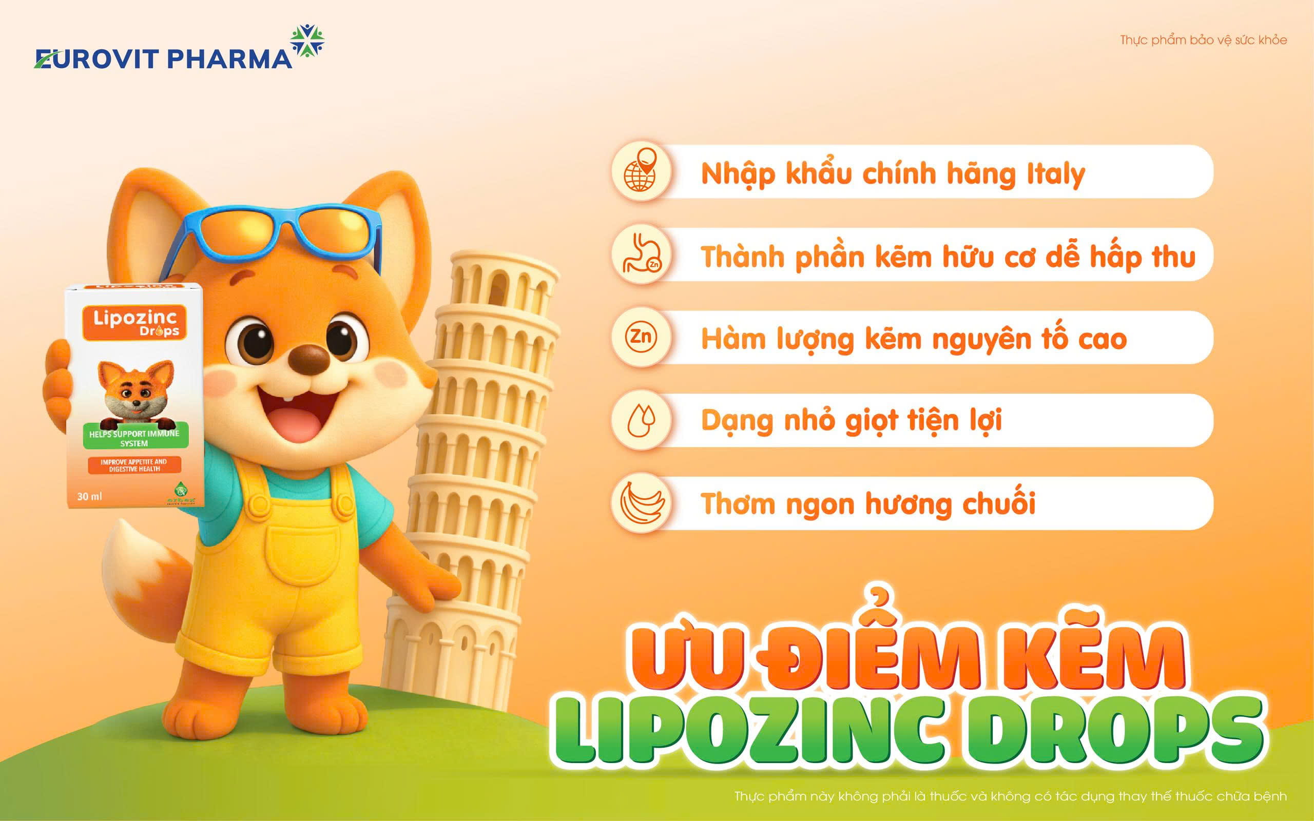 ưu điểm kẽm Lipozinc drops